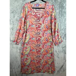 Pine Cone Hill Nightgown Womens Medium Sleep Dress Paisley Floral Cotton Long